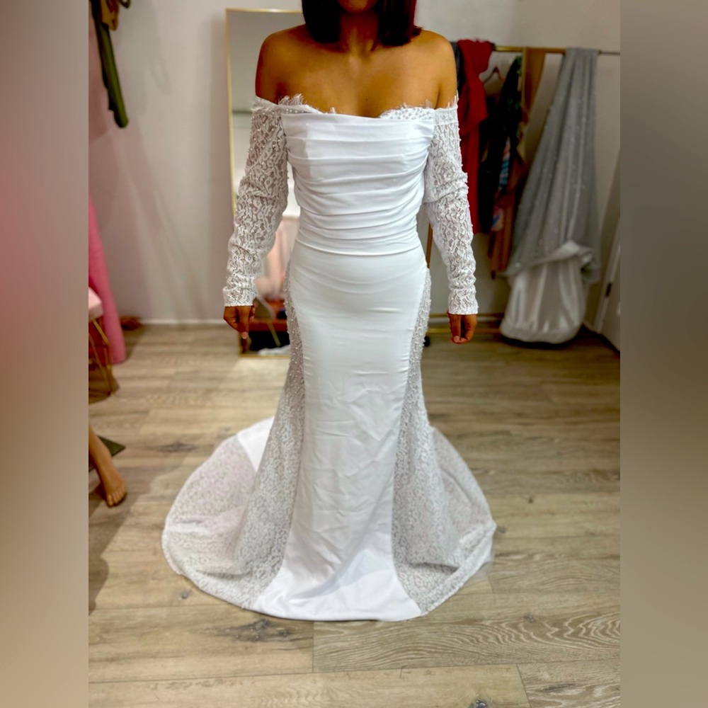 Mermaid wedding dress sweetheart long sleeve bridal gown custom made